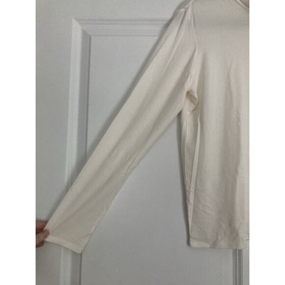 Eileen Fisher Stretch Silk Jersey Scrunch Neck Top Turtleneck Cream Small - Picture 2 of 11